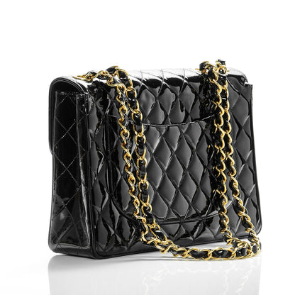Chanel Quilted Patent Quilted Jumbo Flap Black 3 of 9