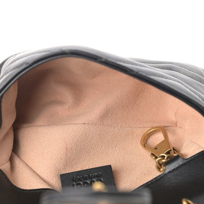 Gucci Calfskin Matelasse Super Mini GG Marmont Shoulder Bag Black 5 of 14