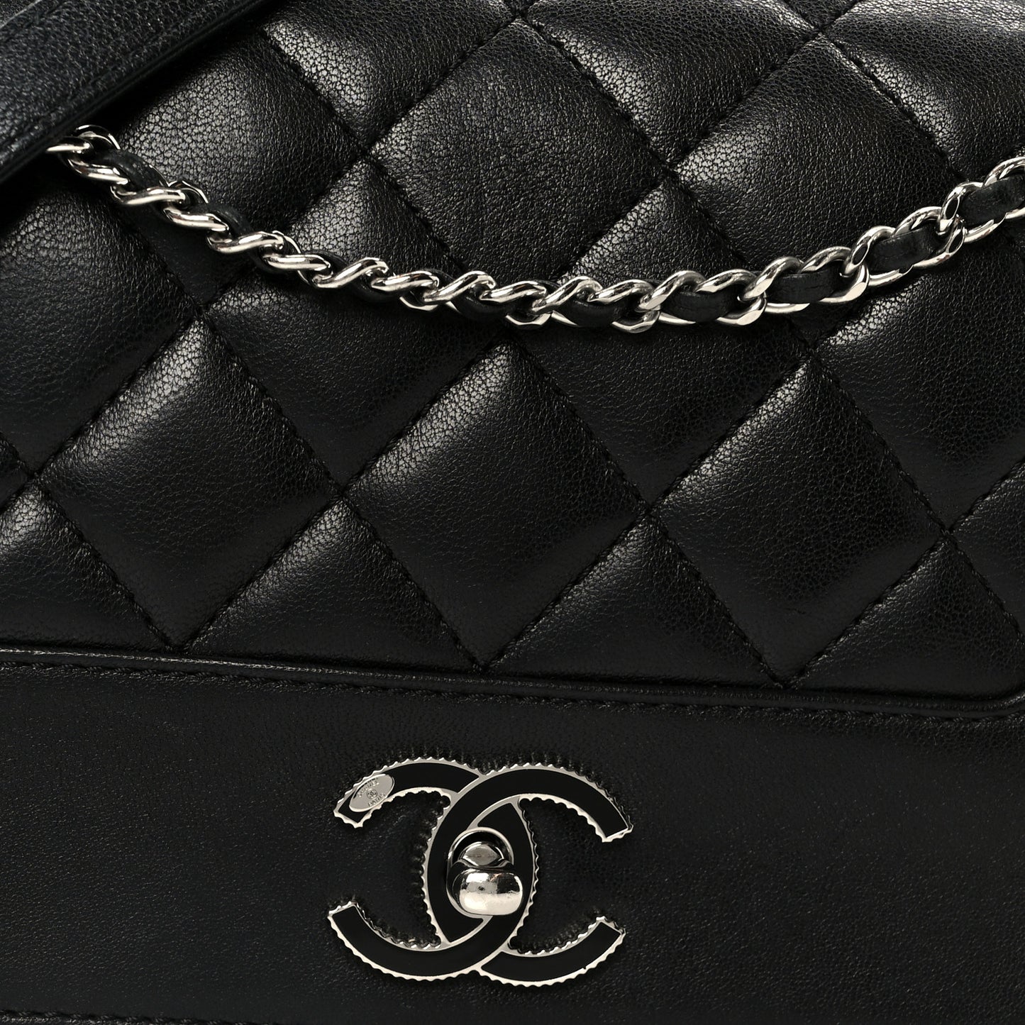 Sheepskin Quilted Medium Vintage Mademoiselle Flap Black