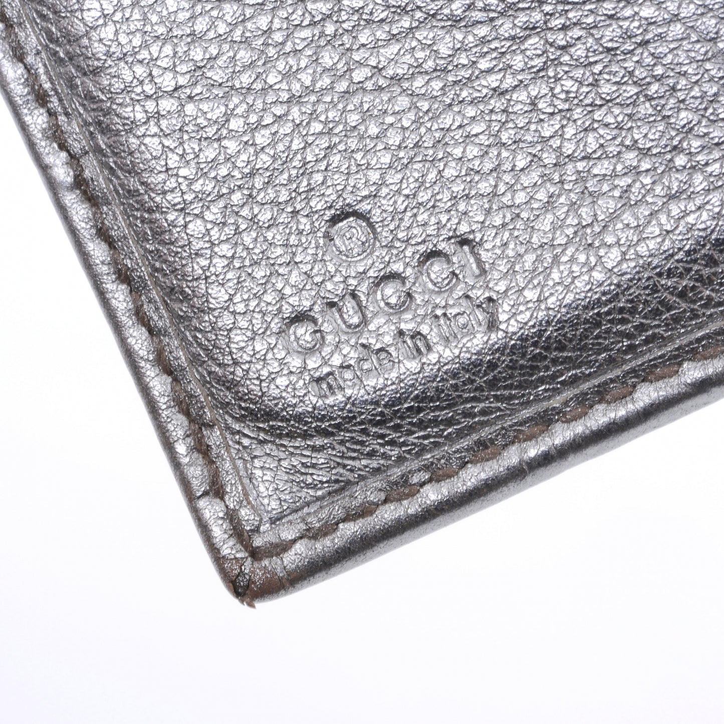 Guccissima Metal Bar French Flap Wallet Silver