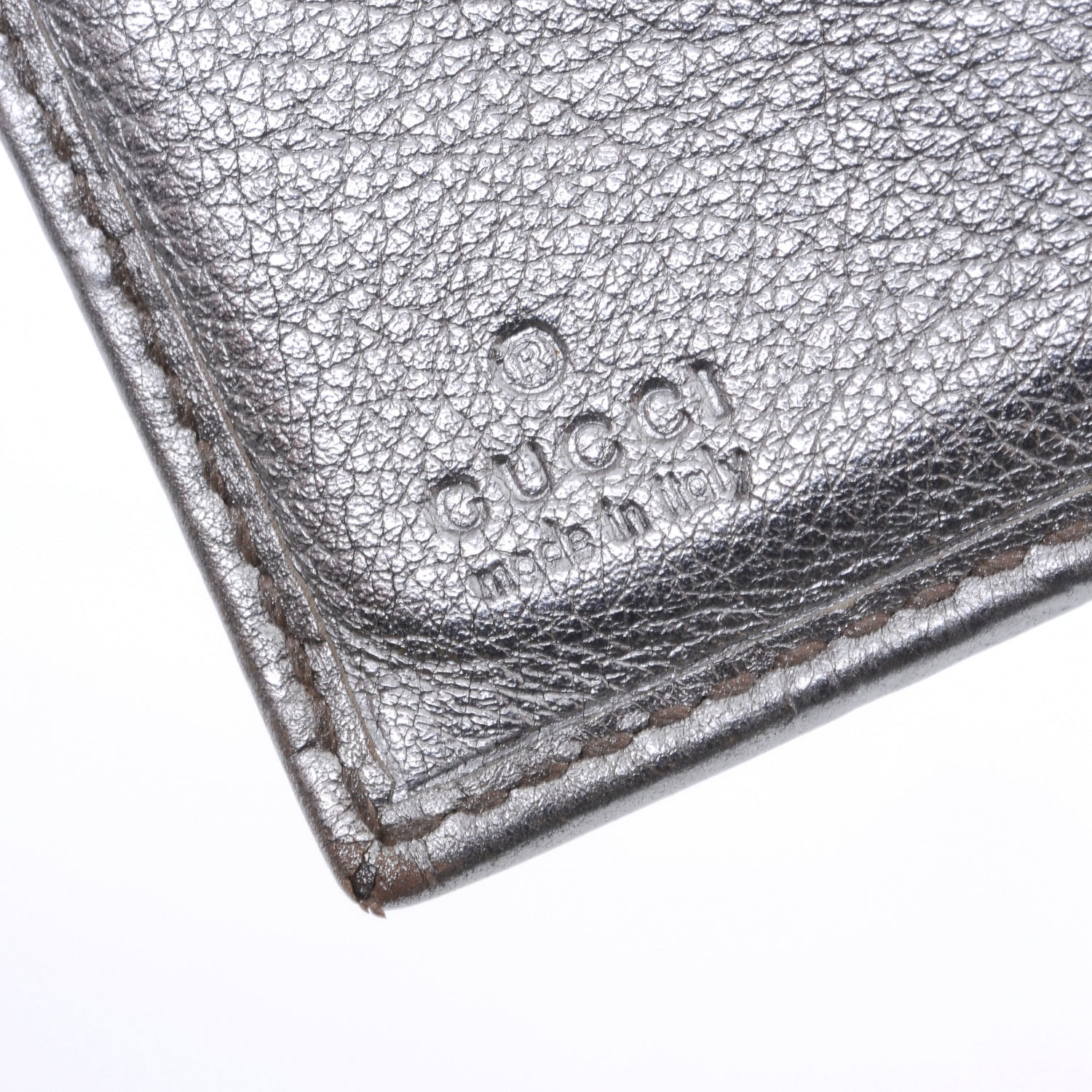 Gucci Guccissima Metal Bar French Flap Wallet Silver 7 of 8