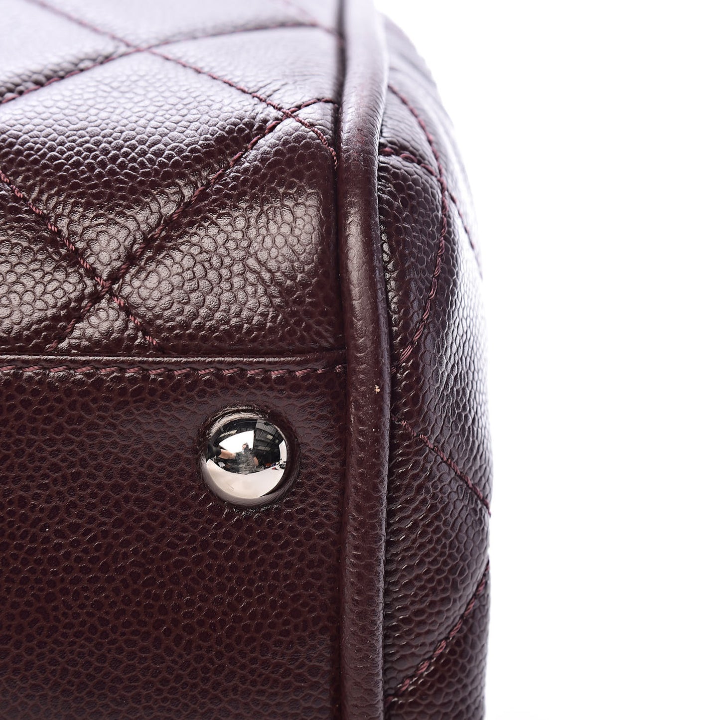 Caviar Quilted CC Timeless Bowler Burgundy
