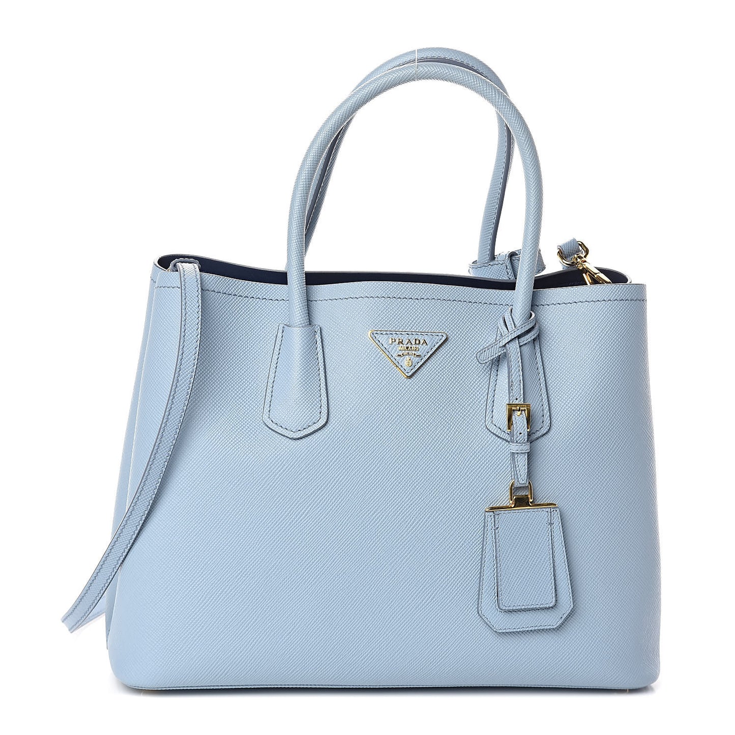 Saffiano Cuir Medium Double Bag Astrale Blue