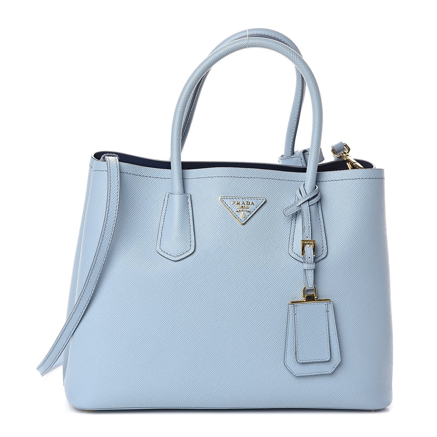Prada Saffiano Cuir Medium Double Bag Astrale Blue 1 of 8