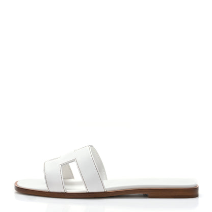Hermes Box Calfskin Oran Sandals 37 White 1 of 9