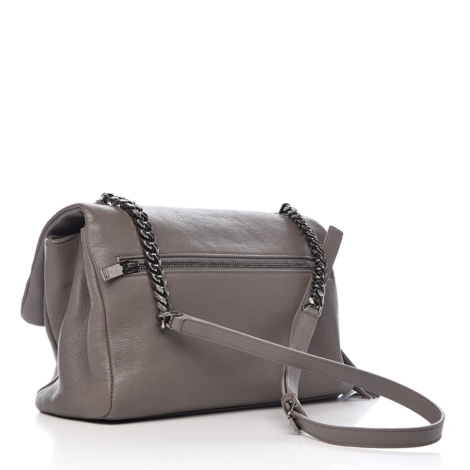 Saint Laurent Sheepskin Medium West Hollywood Monogram Fold-Over Bag Grey 3 of 10