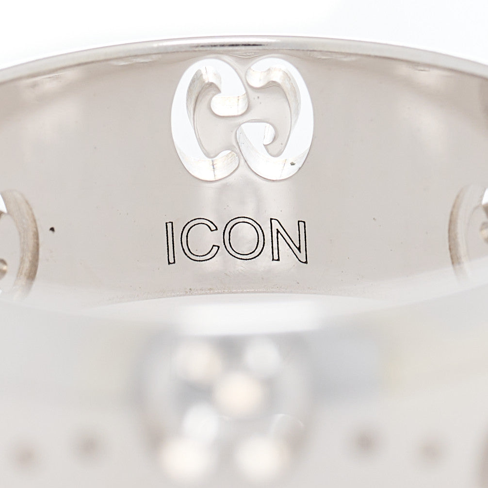 18K White Gold 6mm Icon Band Ring 50 5.25