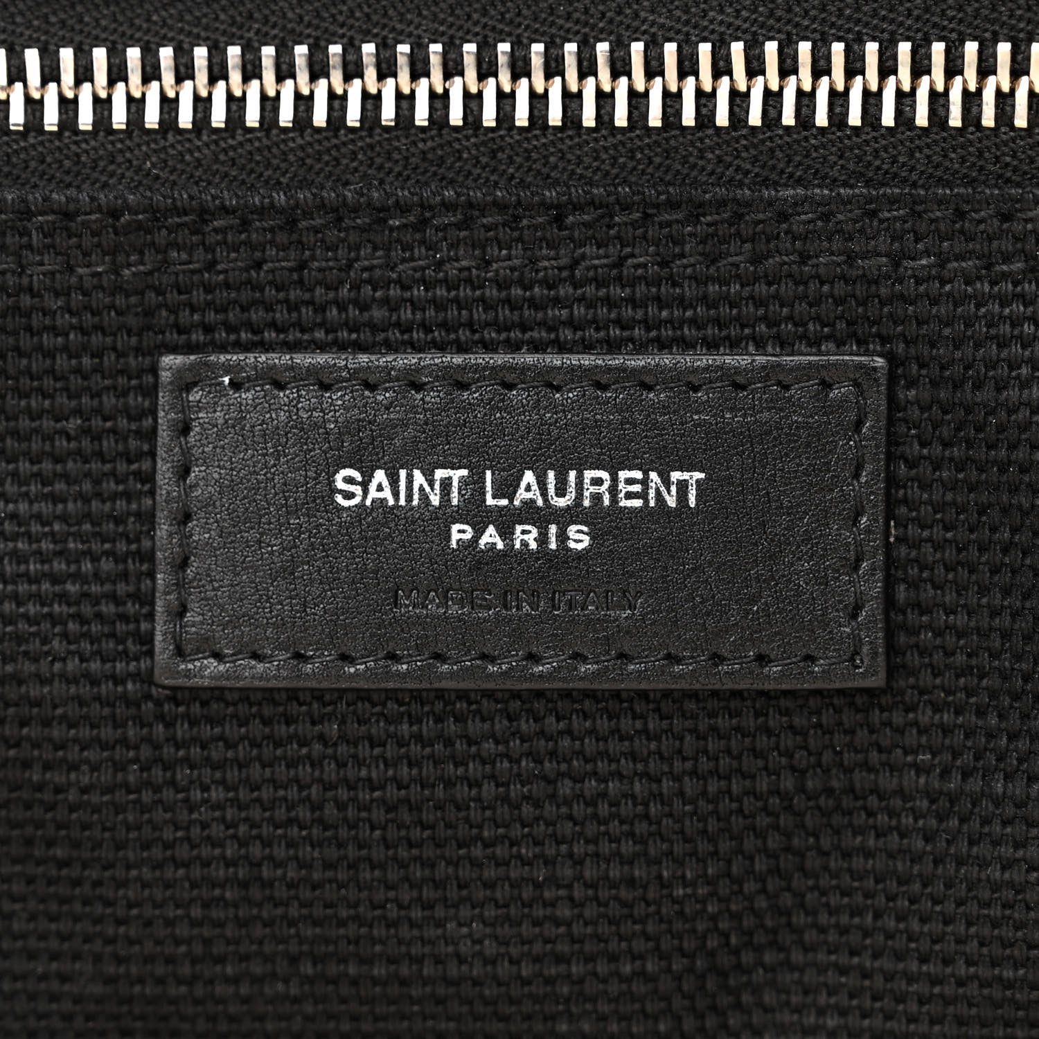 Saint Laurent Linen Calfskin Rive Gauche North South Tote White Black 6 of 12