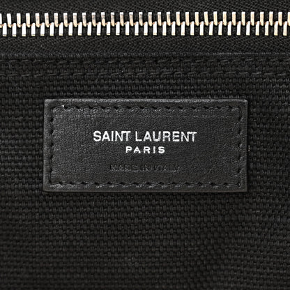 Saint Laurent Linen Calfskin Rive Gauche North South Tote White Black 6 of 12