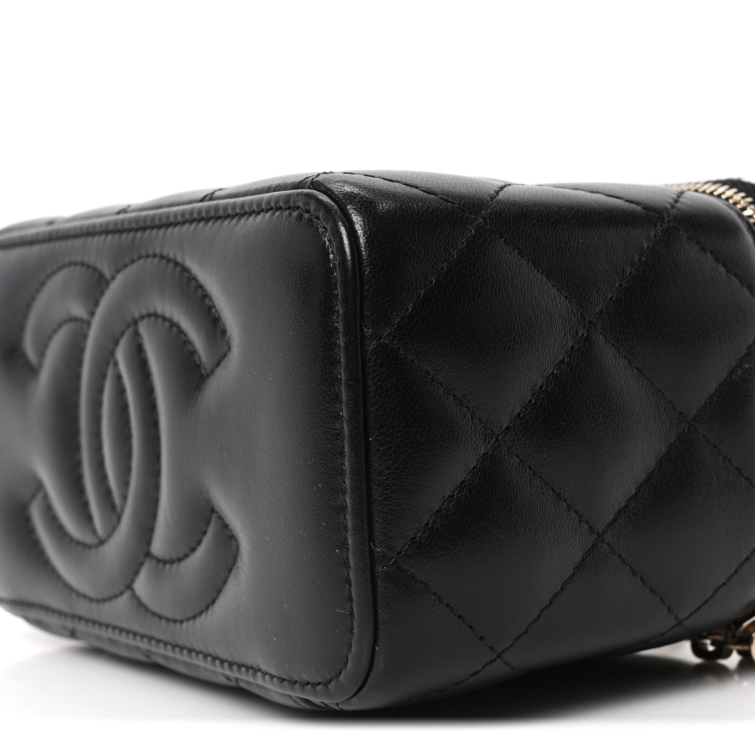 Chanel Lambskin Quilted Pearl Crush Small Vanity Case With Chain Black 10 of 11