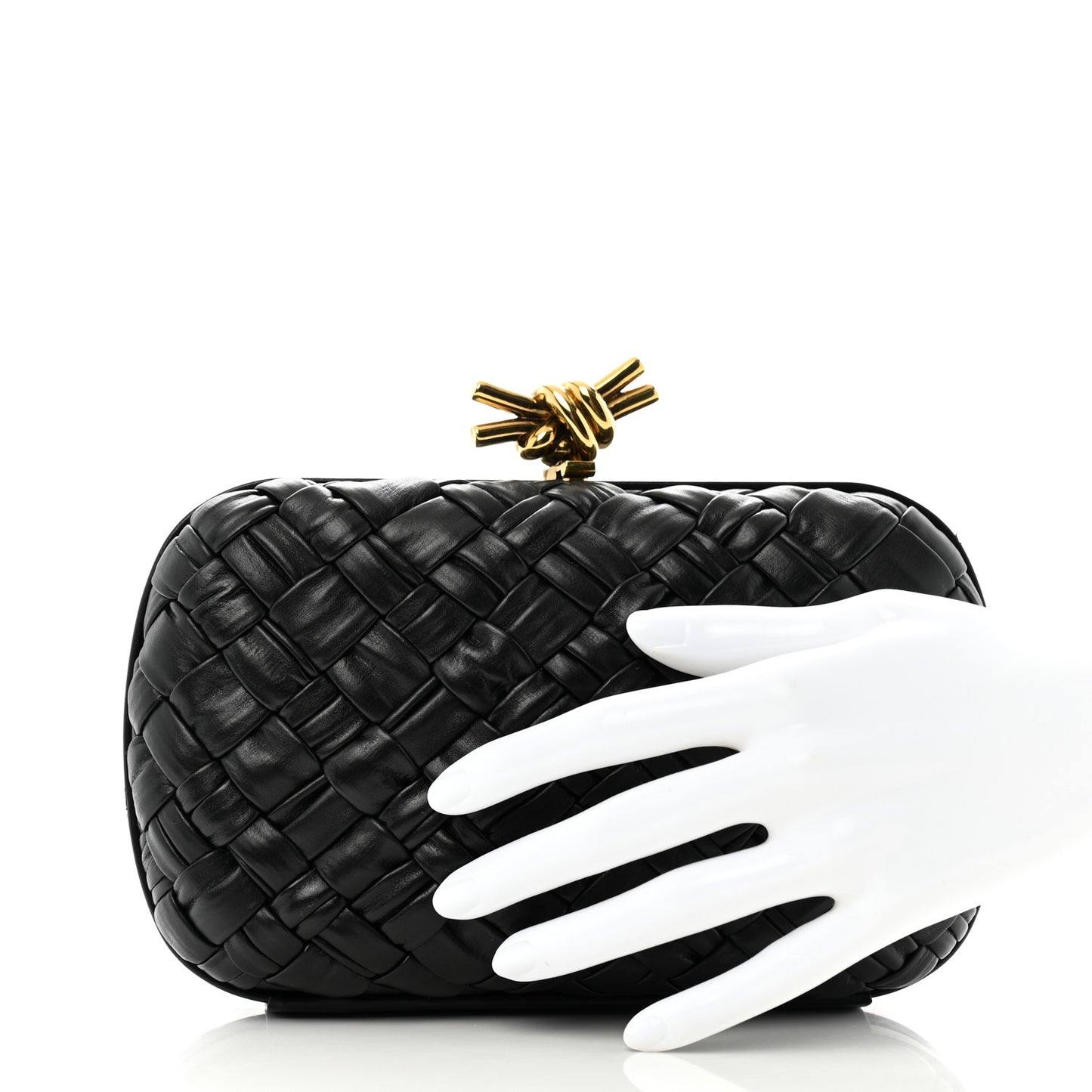 Nappa Intrecciato Knot Clutch Black