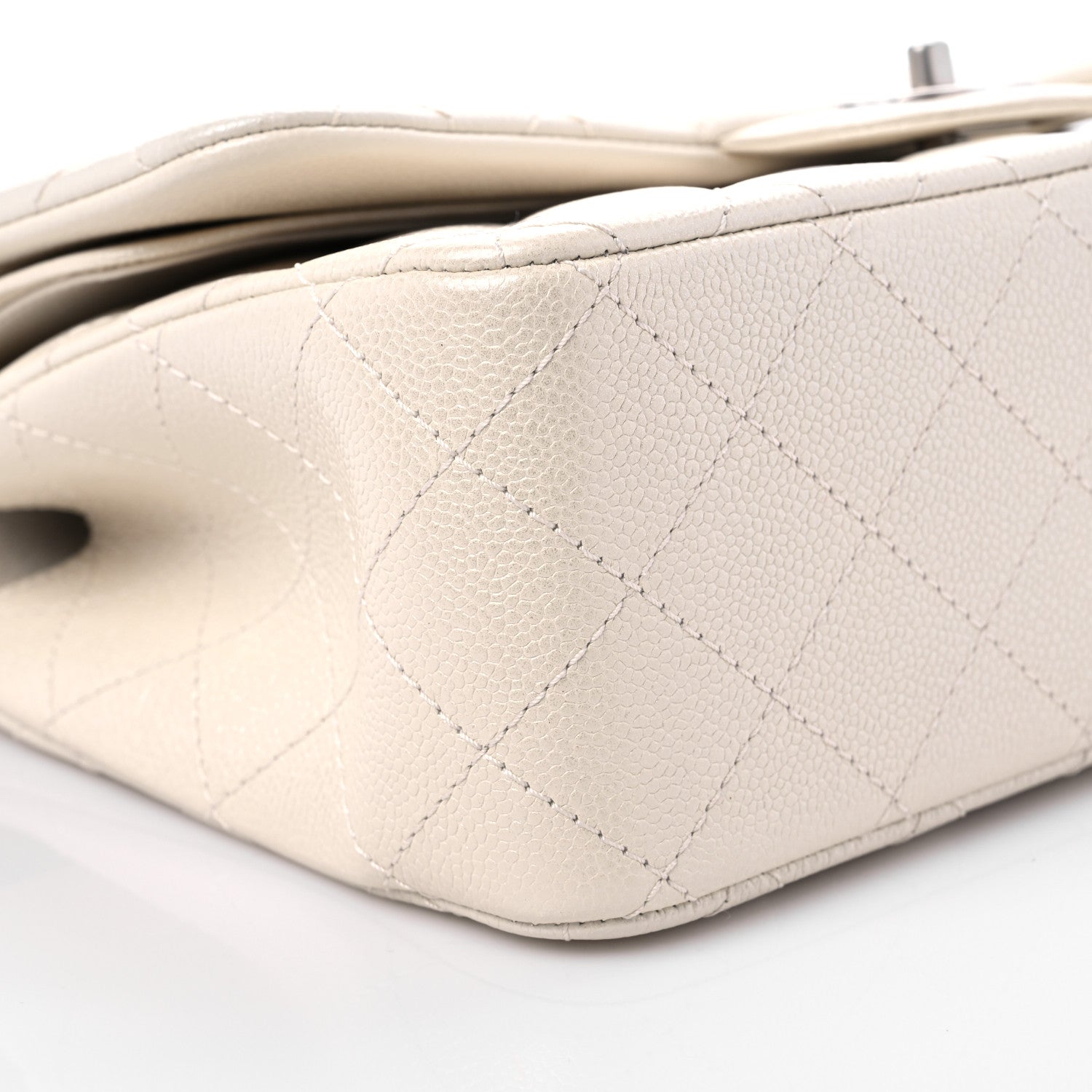 Chanel Pearly Caviar Quilted Jumbo Double Flap Dark White 8 of 9