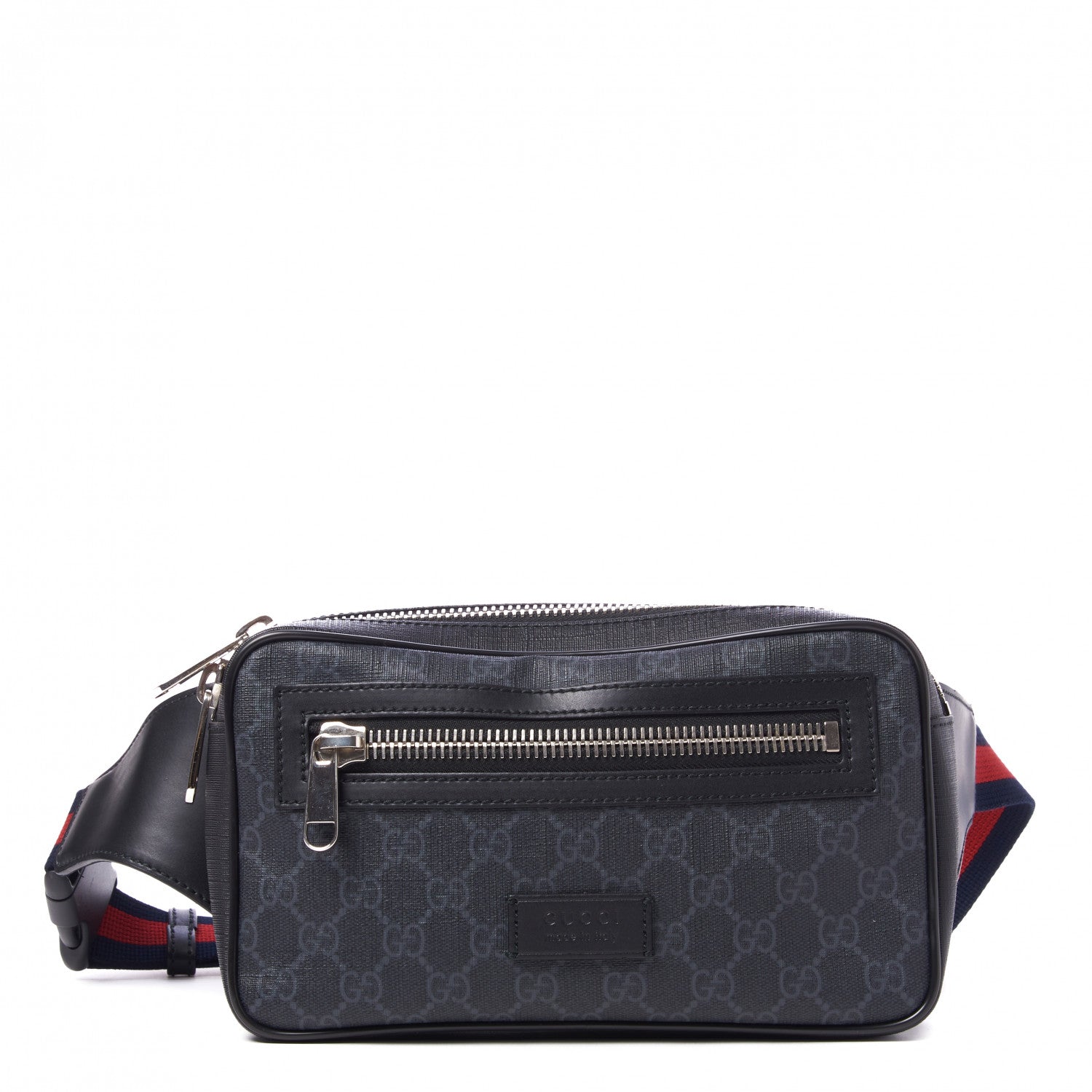 Gucci Soft GG Supreme Monogram Web Belt Bag Black Grey 1 of 8