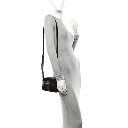 Gucci Suede Patent Web Mini Ophidia Shoulder Bag Black 2 of 11