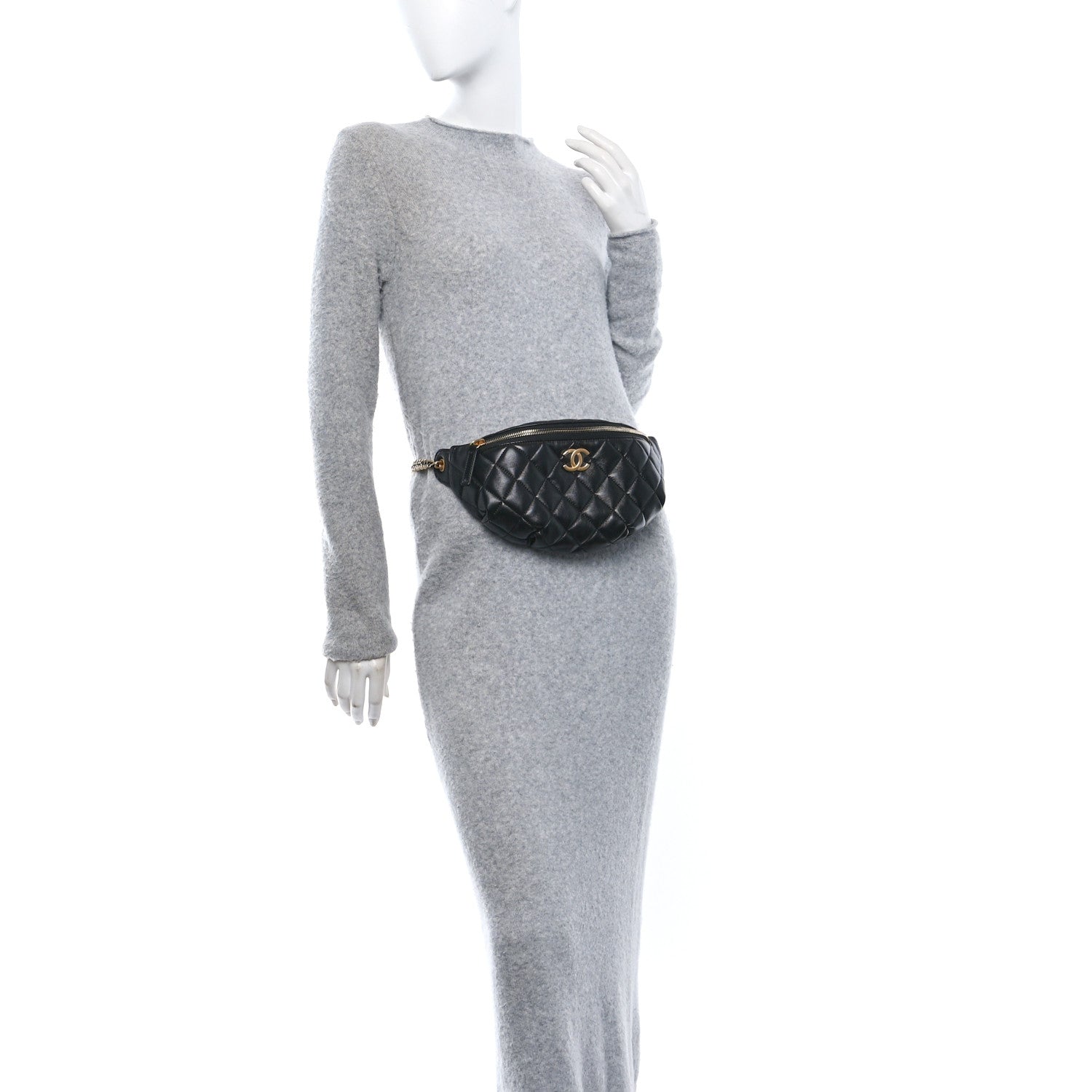 Chanel Shiny Lambskin Quilted Belt Bag Black 2 of 11