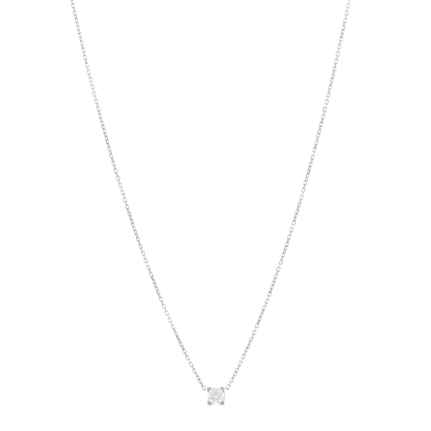 18K White Gold Diamond .27ct 1895 Solitaire Pendant Necklace