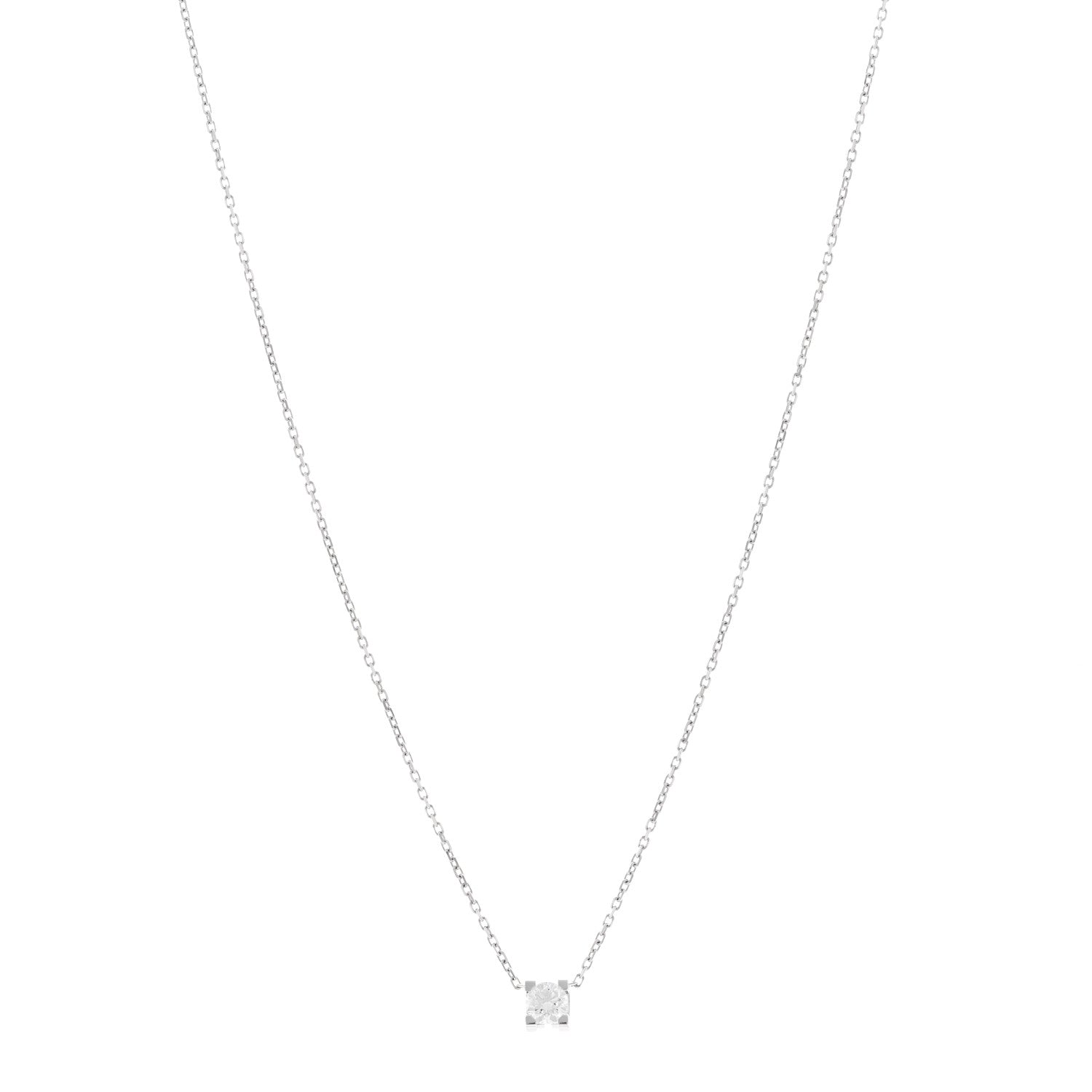 Cartier 18K White Gold Diamond .27ct 1895 Solitaire Pendant Necklace 1 of 5