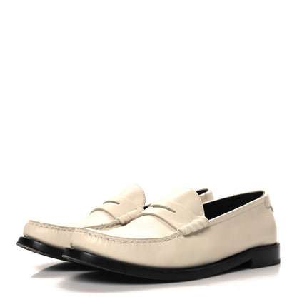 Saint Laurent Calfskin Penny Loafers 38.5 Pearl 4 of 11