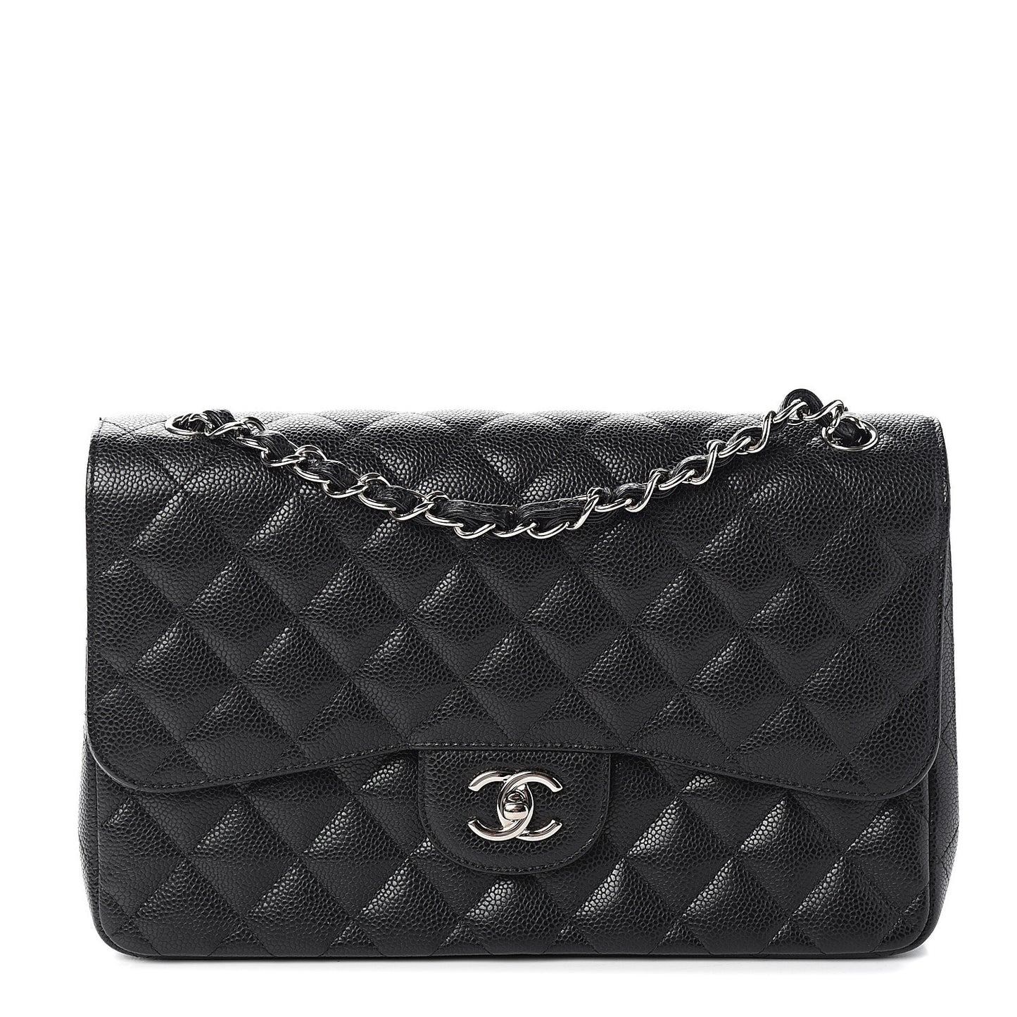 Caviar Quilted Jumbo Double Flap Black
