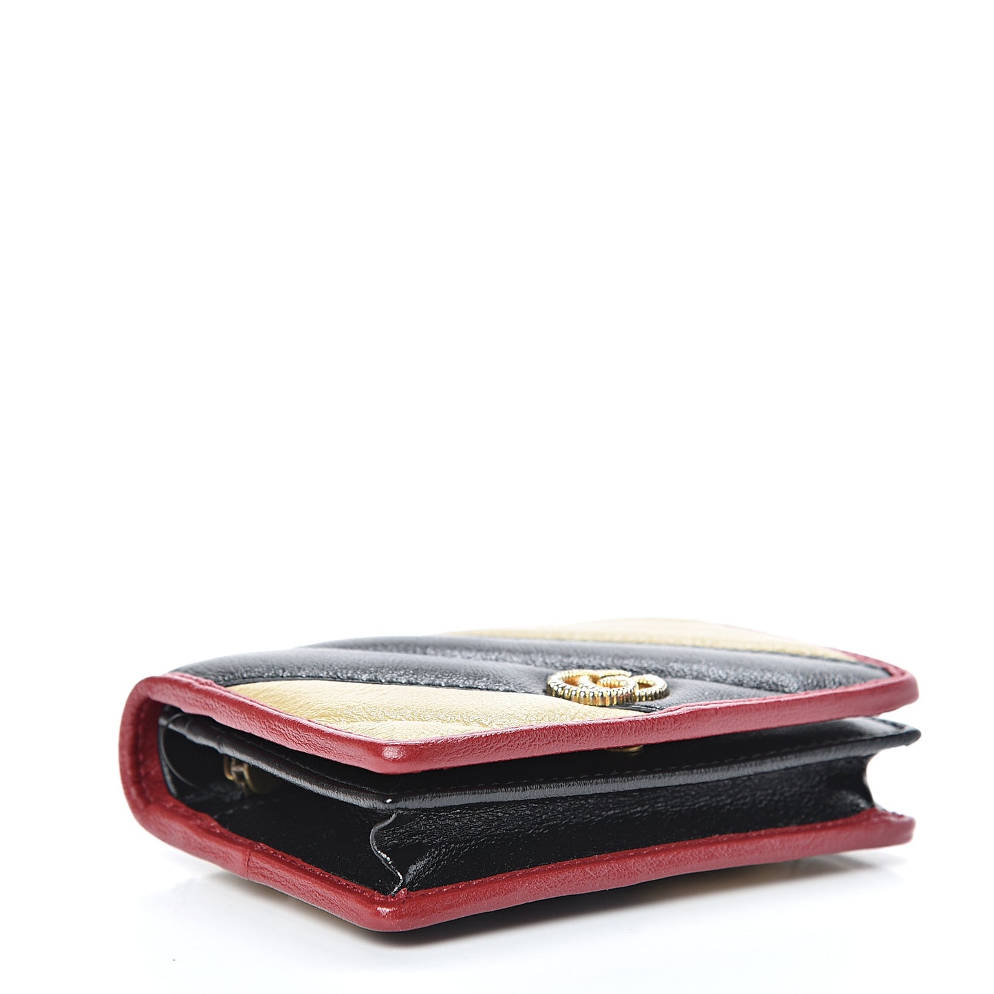 Azalea Calfskin Matelasse Diagonal Patchwork Torchon GG Marmont Card Case Wallet Black Beige Romantic Cerisw