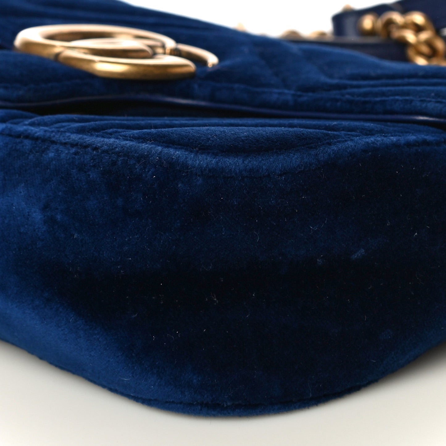 Velvet Matelasse Mini GG Marmont Shoulder Bag Cobalt Blue