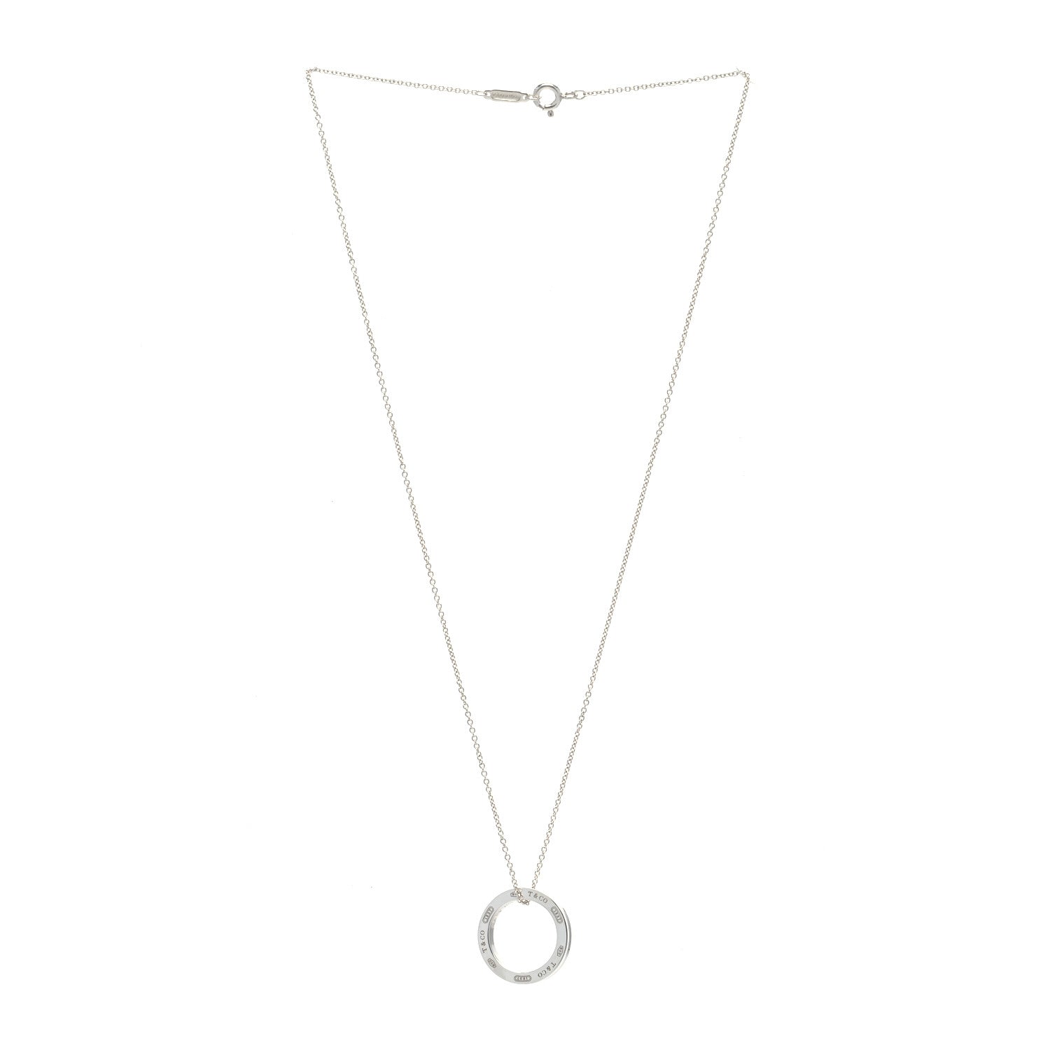 Tiffany Sterling Silver 1837 Circle Pendant Necklace 3 of 7
