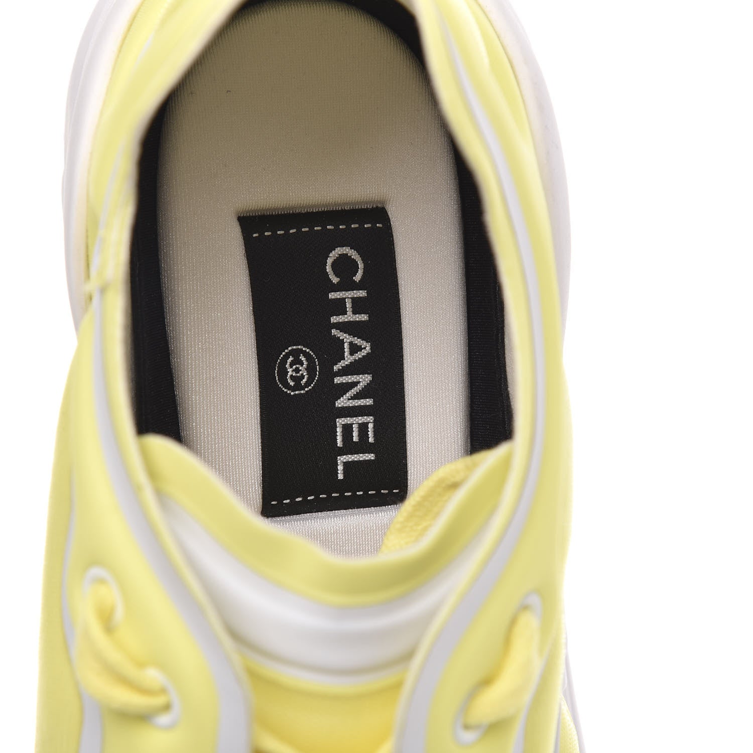 Chanel Calfskin Mesh Lycra Logo Sneakers 41 Yellow 7 of 8