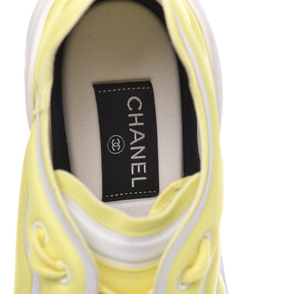 Chanel Calfskin Mesh Lycra Logo Sneakers 41 Yellow 7 of 8