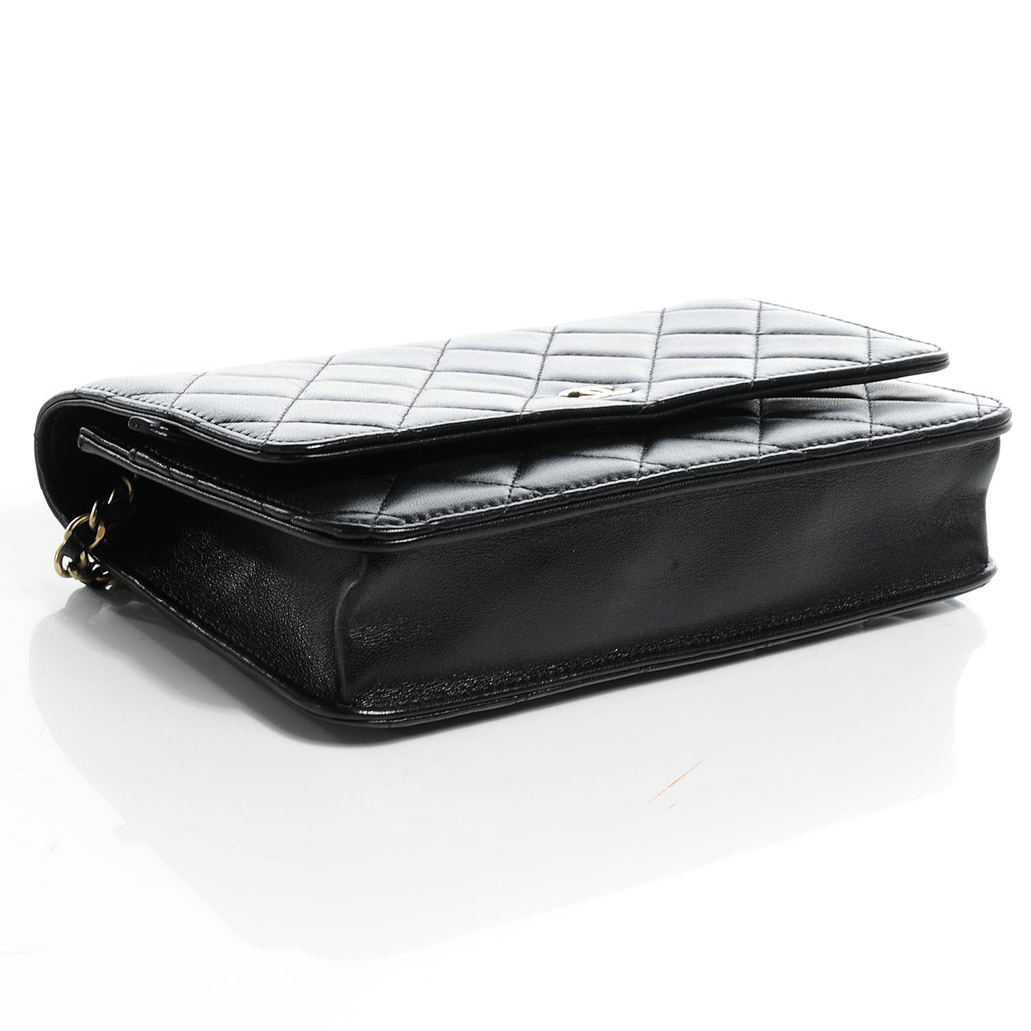 Lambskin Quilted Wallet On Chain WOC Black