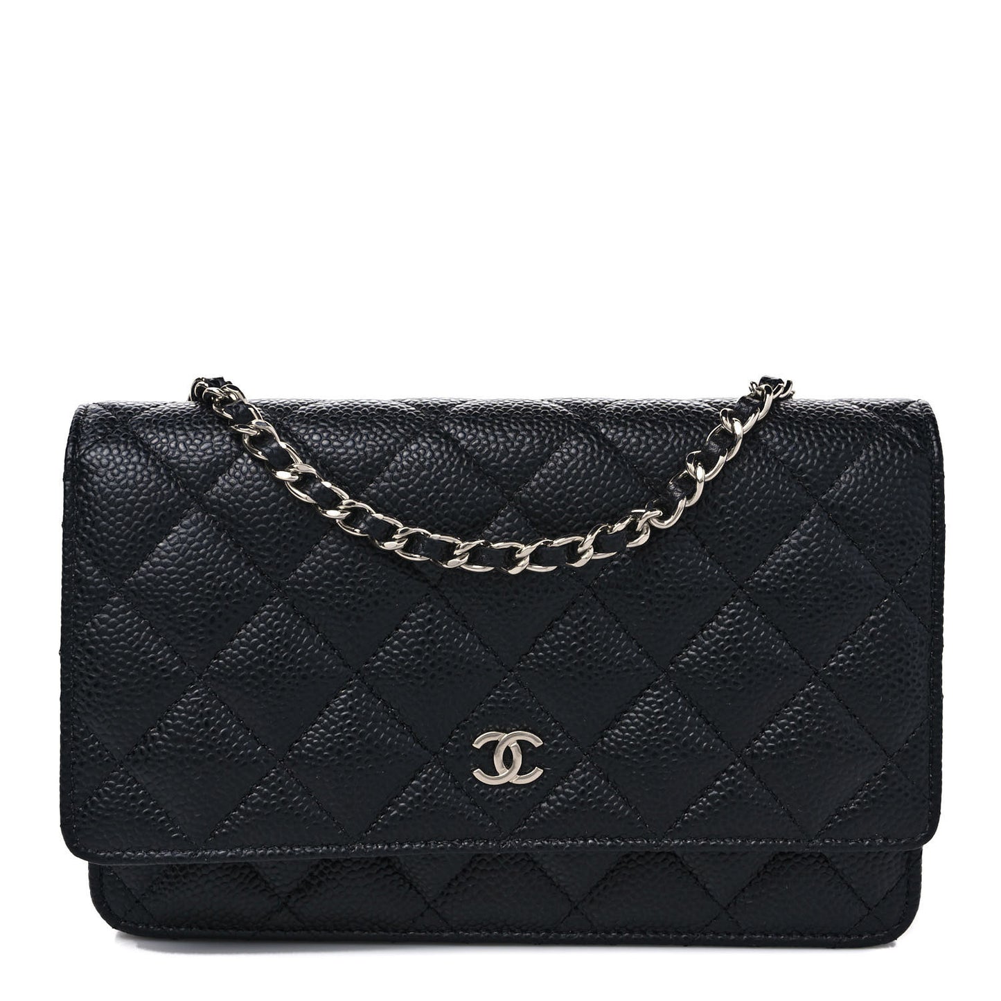 Caviar Quilted Wallet on Chain WOC Black