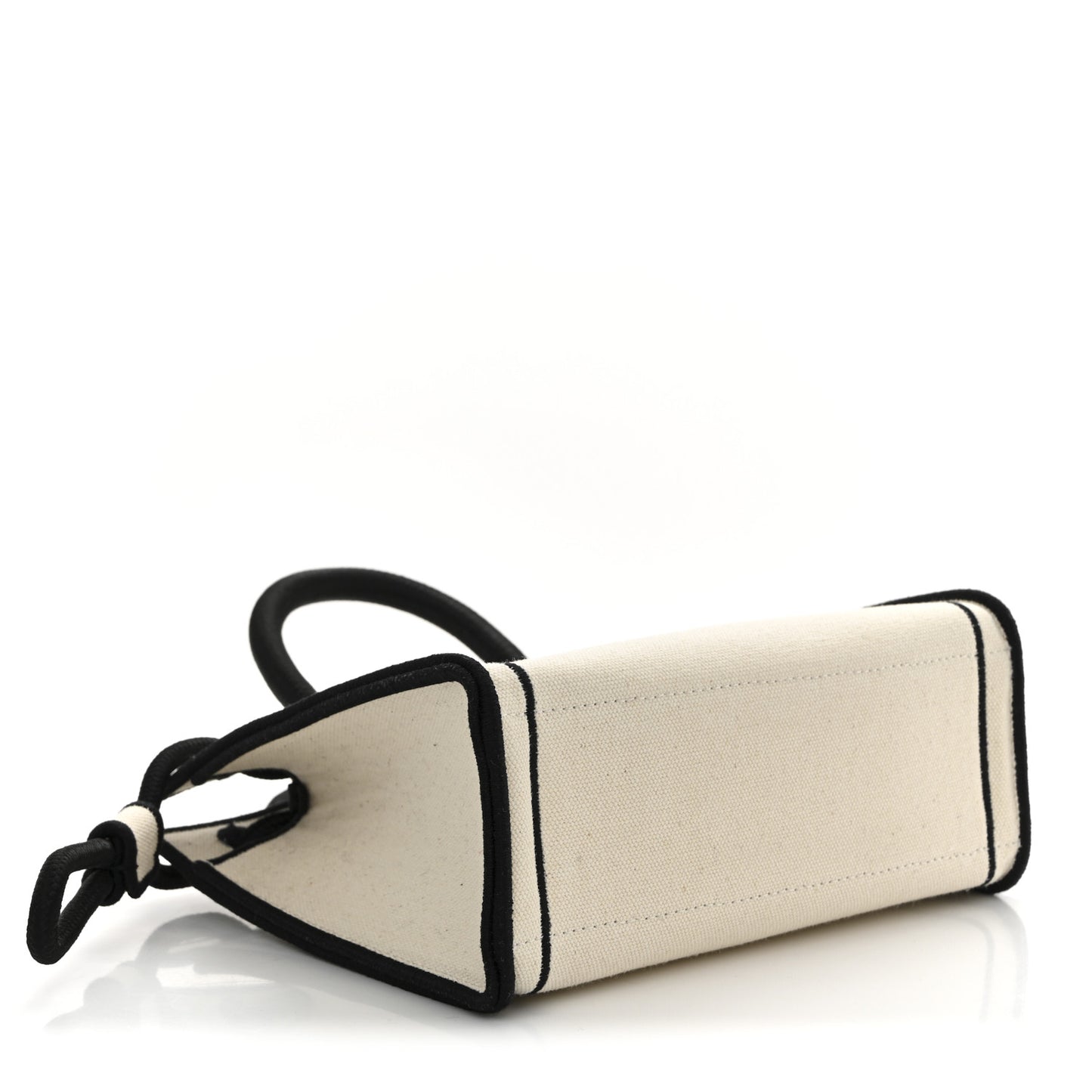Fabric Jacquard Mini Roma Shopper Tote Natural Black