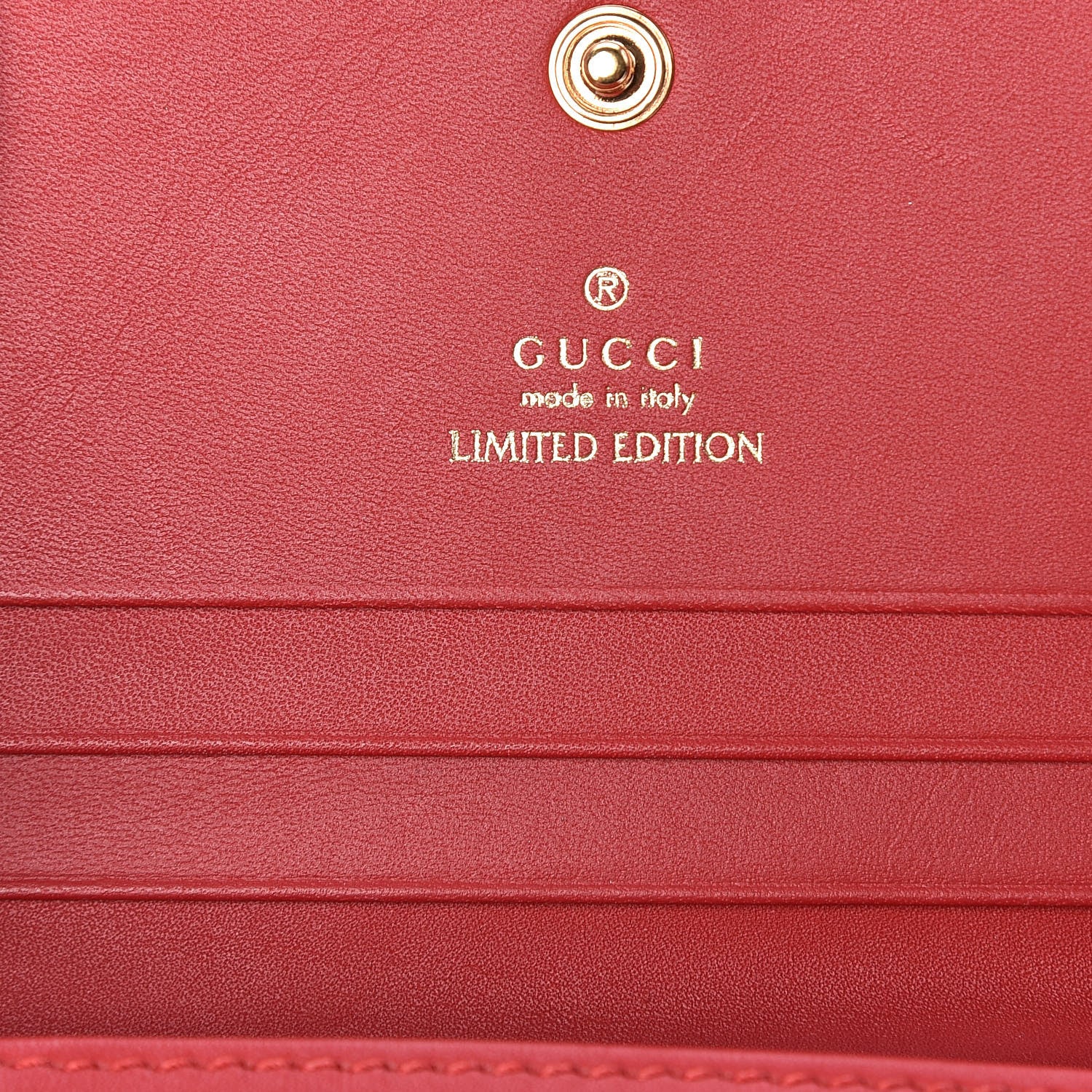 Gucci GG Supreme Monogram Kingsnake Heart Embroidered Print Card Case Red 5 of 11