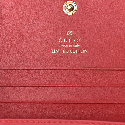 Gucci GG Supreme Monogram Kingsnake Heart Embroidered Print Card Case Red 5 of 11
