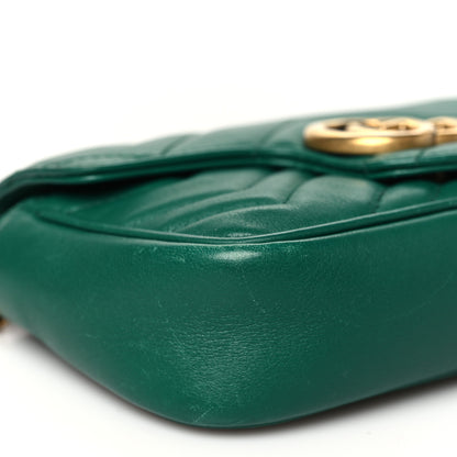 Gucci Calfskin Matelasse Super Mini GG Marmont Shoulder Bag Emerald Green 9 of 11