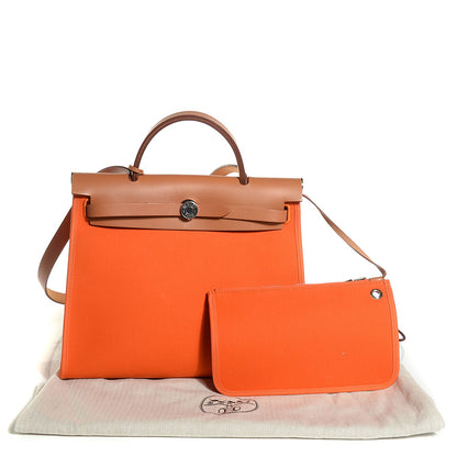 Hermes Vache Hunter Toile Herbag Zip 31 PM Orange 5 of 15