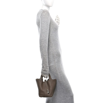 Hermes Taurillon Clemence Picotin Lock 18 PM Etoupe 2 of 13