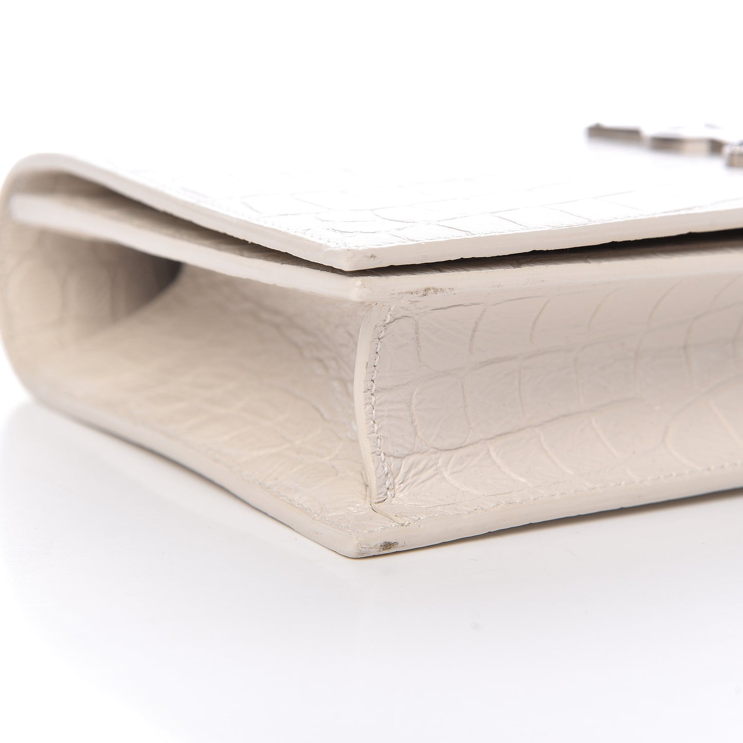 Calfskin Crocodile Embossed Classic Kate Monogram Clutch Porcellana
