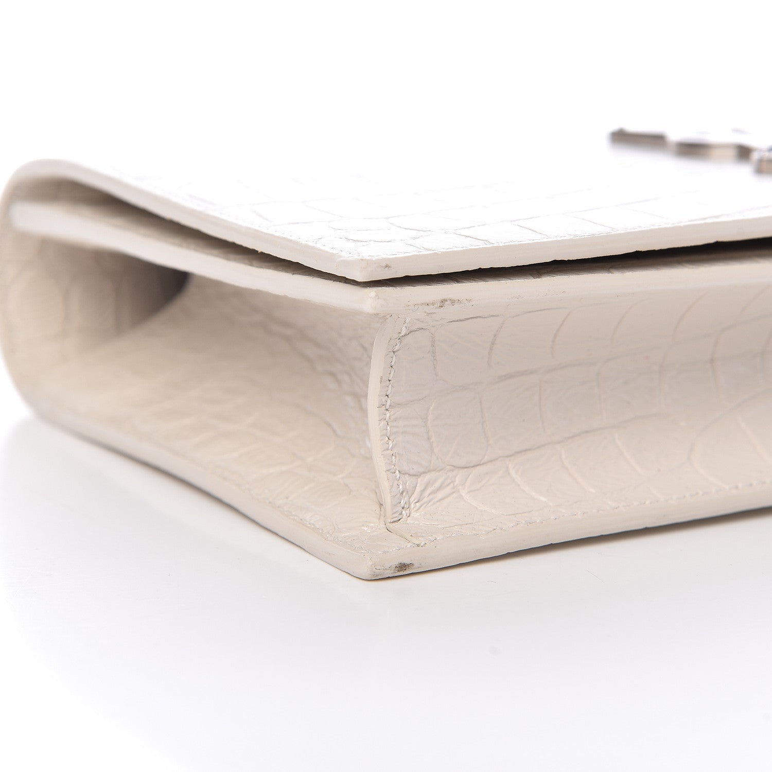 Saint Laurent Calfskin Crocodile Embossed Classic Kate Monogram Clutch Porcellana 7 of 12