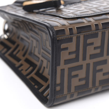 Fendi Vitello Century Wicker Bi-Color FF 1974 Embossed Small Runaway Shopper Tote Maya Black 9 of 10