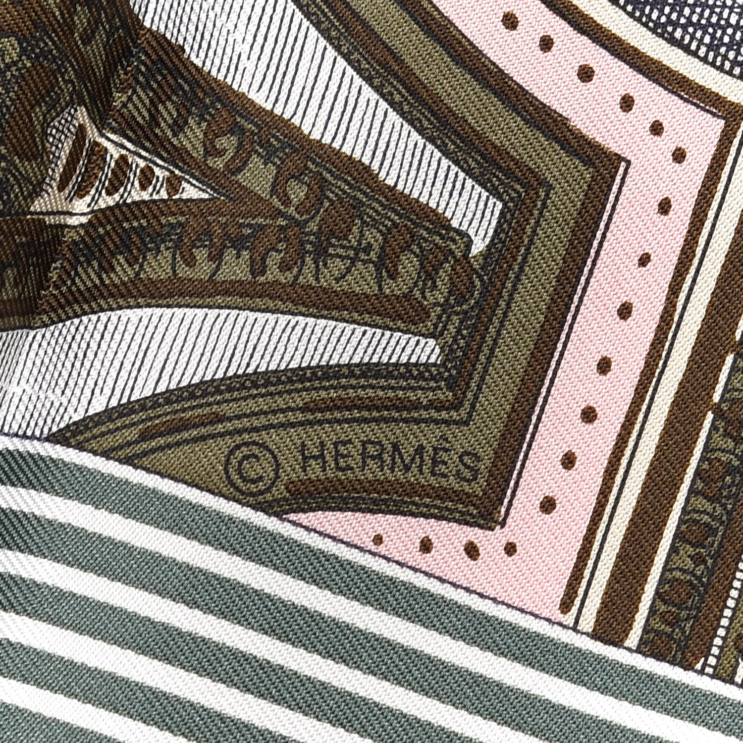 Hermes Silk Grand Theatre Nouveau Scarf 90 Orange Kaki White 4 of 4