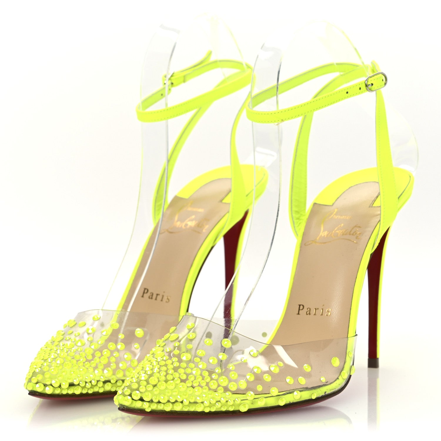 Christian Louboutin PVC Fluo Mat Spikaqueen 100 Pumps 37.5 Version Yellow Fluo 4 of 13