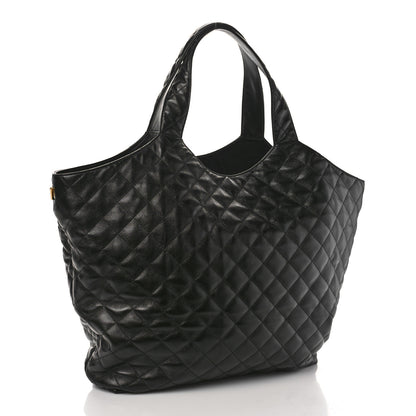 Saint Laurent Lambskin Quilted Maxi Icare Shopping Tote Black 4 of 9