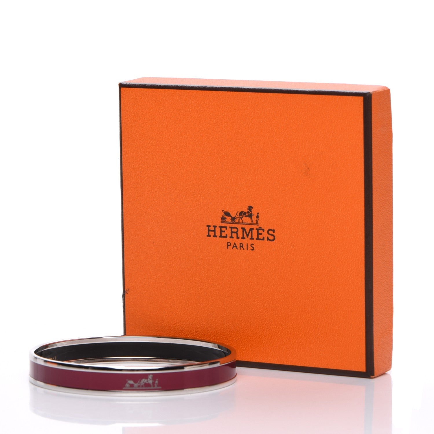 Hermes Enamel Printed Narrow Caleche Bracelet 65 Rouge H 7 of 7