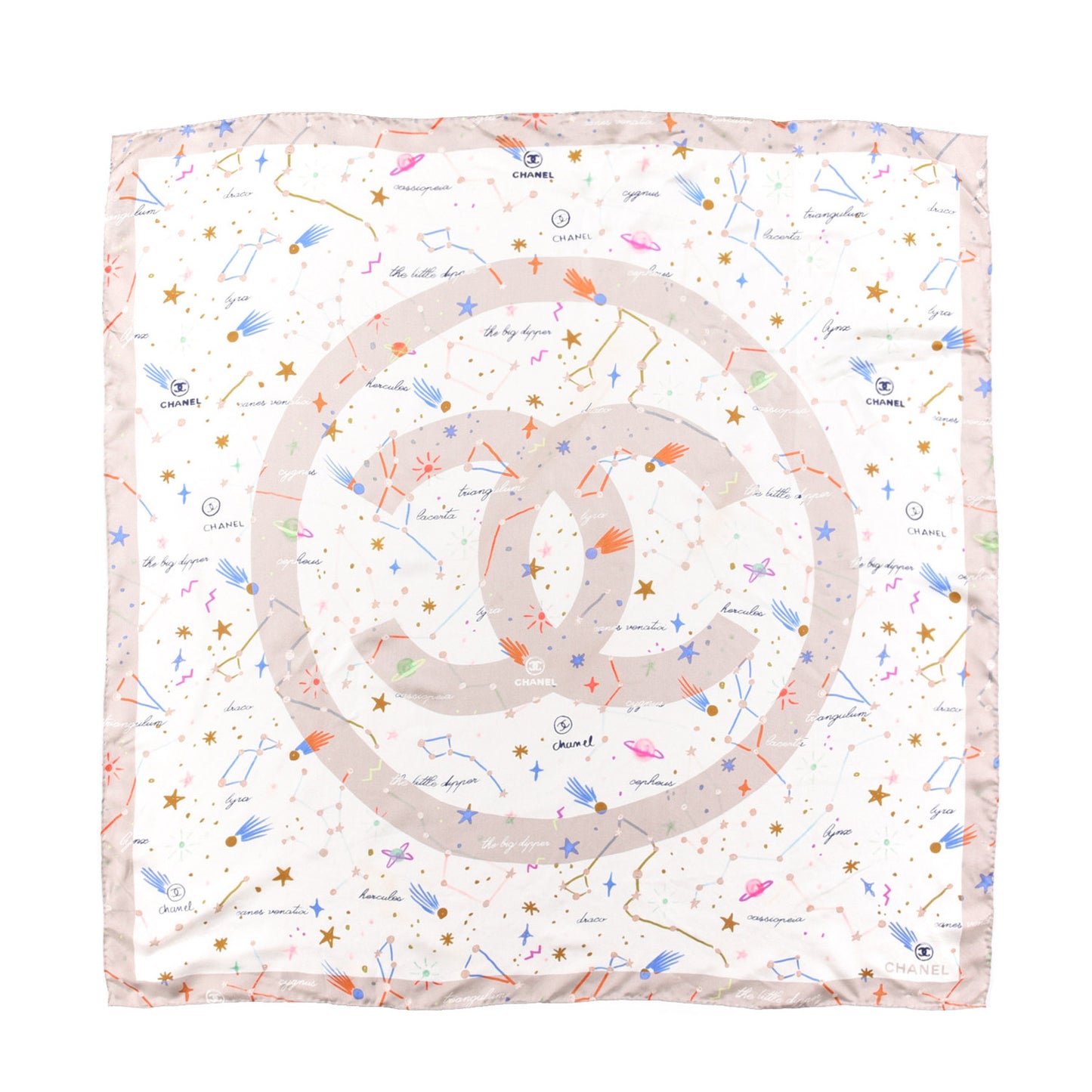 Silk Constellations CC Square Scarf Beige Multicolor