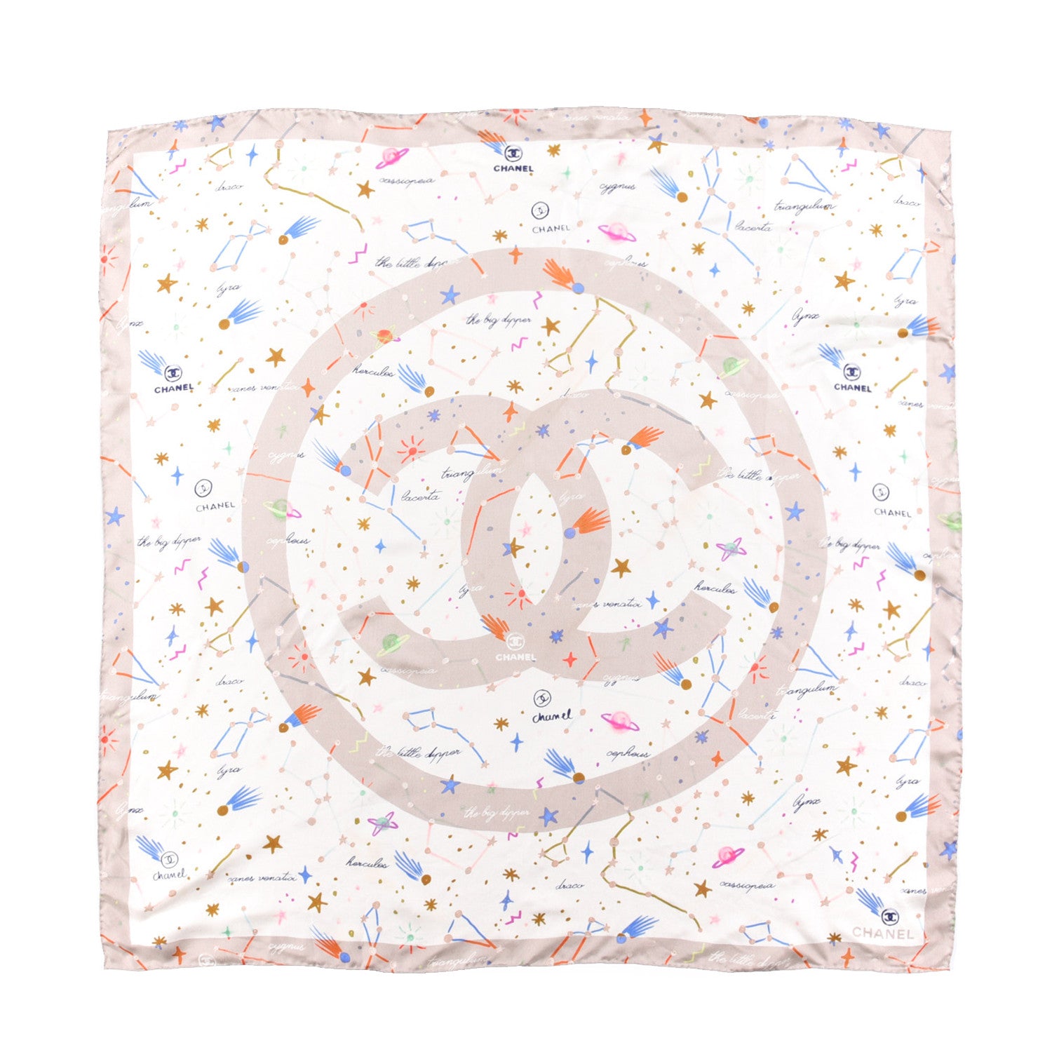 Chanel Silk Constellations CC Square Scarf Beige Multicolor 1 of 5