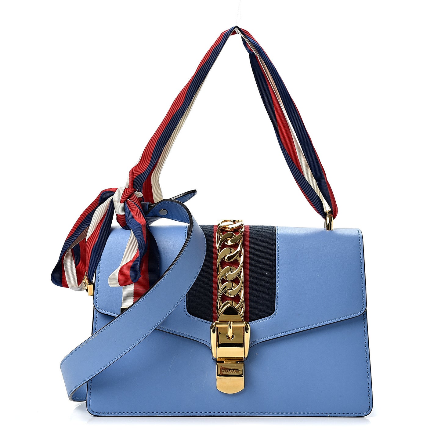 Calfskin Small Sylvie Shoulder Bag Clear Sky Blue