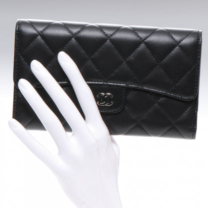Chanel Lambskin Quilted Large Flap Wallet Black 2 of 8