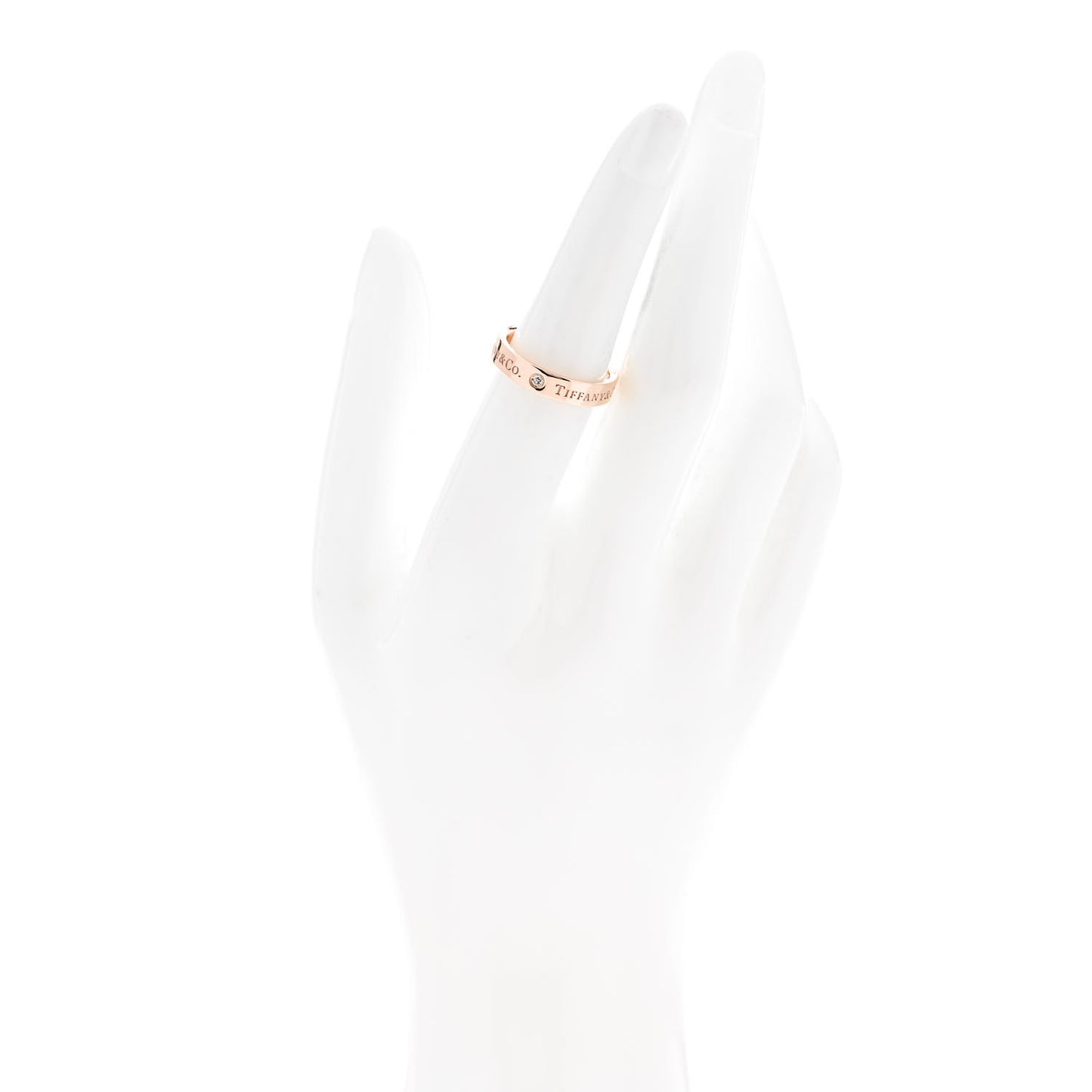 18K Rose Gold Diamond 4mm Logo Band Ring 53 6.25