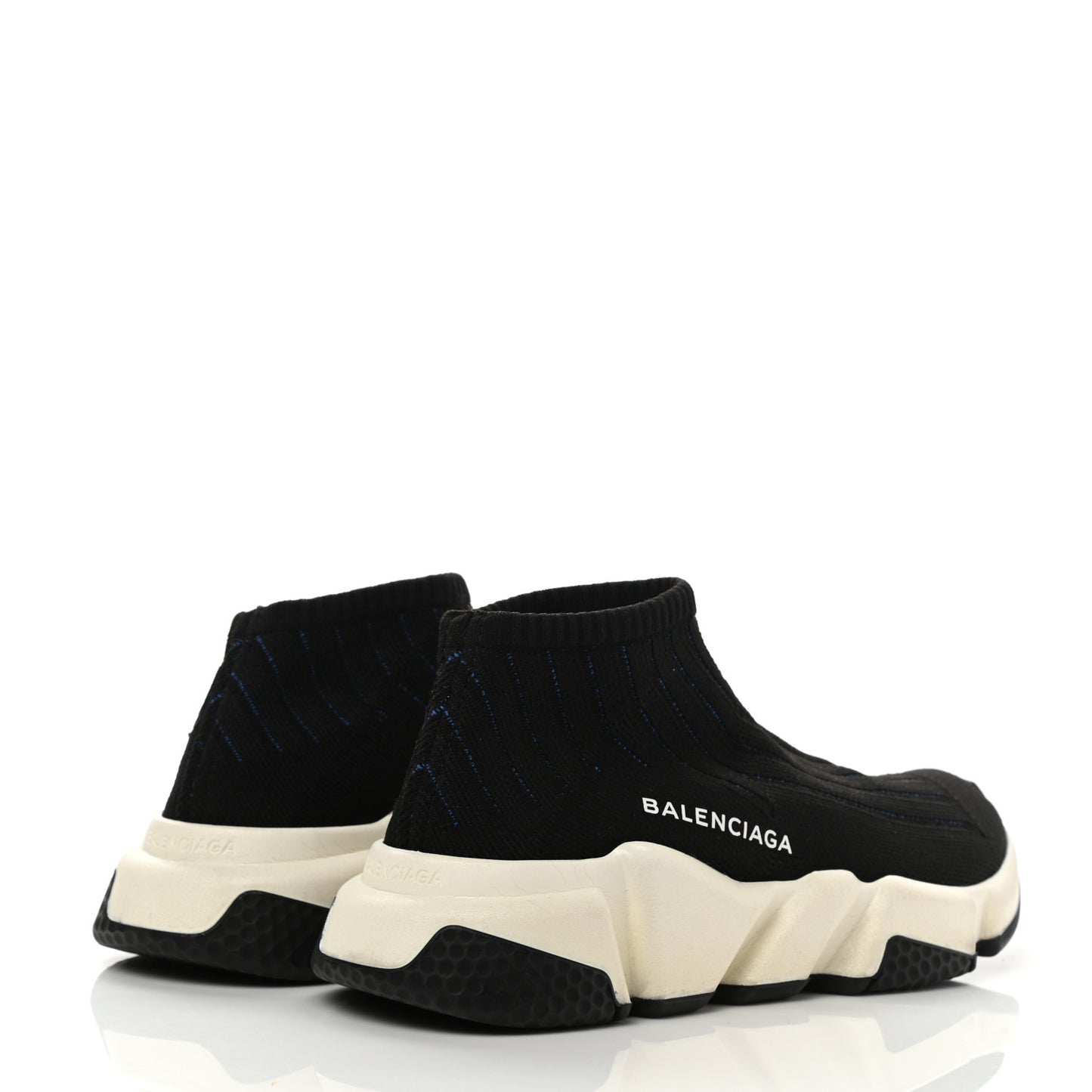 Ribbed Effect Knit Hi Speed Sneakers 35 Black Bleu
