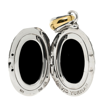 David Yurman Sterling Silver 18K Yellow Gold Sculpted Cable Oval Locket Amulet Pendant 3 of 3